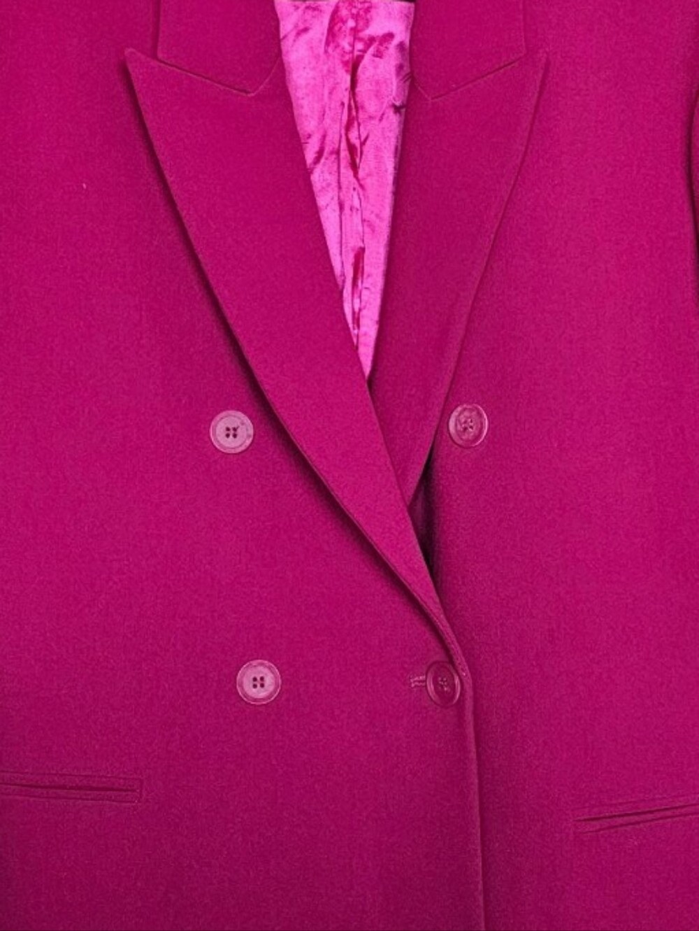 Zara Double-Breasted Fuchsia Blazer Jacket Size Large - Picture 3 of 10